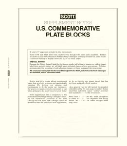 2017 Scott U.S. Commemorative Plate Blocks Stamp Supplement #64 #120S017