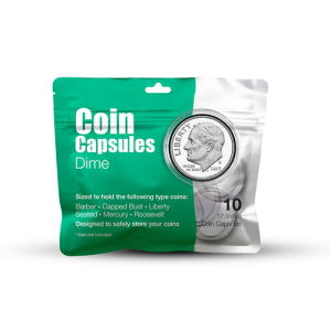 Pack of 10pcs Whitman Coin Capsules with Ring 17.9mm for Dimes