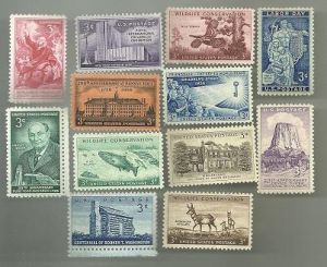 United States Commerative Single Stamp Sets 1956 Scott #1073 to #1085
