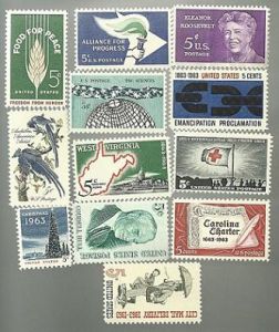 United States Commerative Single Stamp Sets 1963 Scott #1230 to #1241