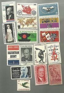 United States Commerative Single Stamp Sets 1965 Scott #1261 to #1276