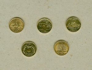 Gold Plated State Quarter Connecticut 1999