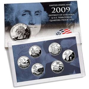 2009 United States Clad Proof 6 Coin D.C. & Trust Territories Quarter Set