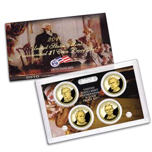 2010 United States Proof 4 Coin Presidential Dollars Set