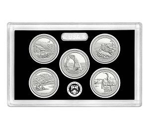 2014 United States Silver Proof 5 Coin National Park Quarter Set