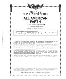 2022 Minkus All American Part 4 Stamp Supplement (U.S. Booklets) #MAA422