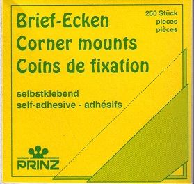 Prinz 7/8" (22mm) Corner Mounts Self Adhesive Clear 250 pcs