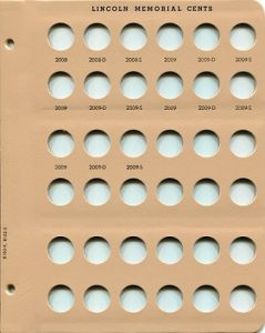 Dansco Update Page 8100-9 / 8102-5 for Lincoln Cents with Proofs Dated 2008-2009 S