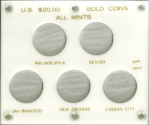 CLOSE OUT Capital #423F All Mints U.S. $20 Gold Coins WHITE