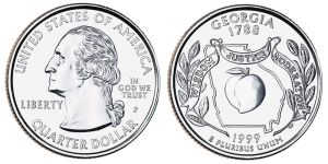 Georgia State Quarter 1999 Philadelphia Mint