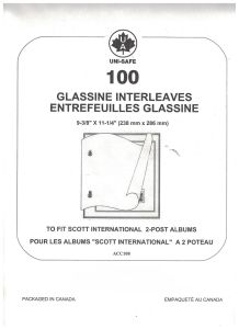 Glassine Interleaving Pages for 2-Post Scott International Album (Pack of 100)