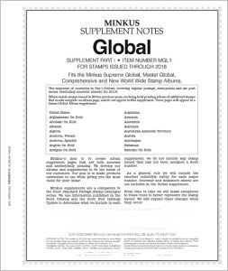 2020 Minkus Worldwide Global Stamp Supplement Part 1 & 2 for 2019 Stamps (MGL120 & MGL220)