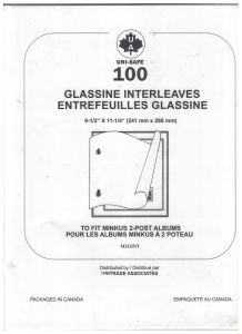 Glassine Interleaving for Minkus 2-post Albums