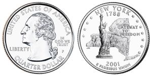 New York State Quarter 2001 Philadelphia Mint