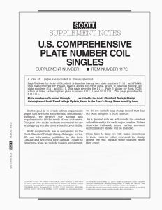 2021 Scott U.S. Comprehensive Plate Number Coils Singles Stamp Supplement #33 117S021