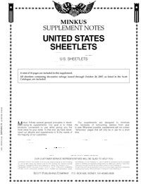 2021 Minkus U. S. Sheetlets Supplement #MSH21