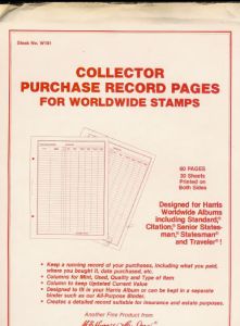 Collector Purchase Record Pages for Worldwide Stamps