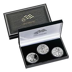 2006 Silver American Eagle 20th Anniversary 3 Coin Set