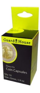 Pack Of 10 Pcs. 1/4 oz Gold Eagle 22mm Direct-Fit Guardhouse Coin Capsules #781646