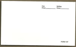 box of 1000 #107 Dealer Sales Cards