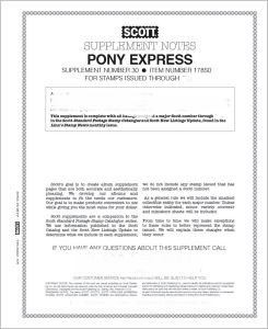 2020 Scott U. S. Pony Express Stamp Supplement #32 #178S020