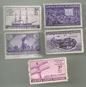 United States Commerative Single Stamp Sets 1944 Scott #922 to #926