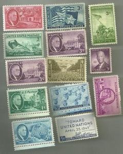 United States Commerative Single Stamp Sets 1945 Scott #927 to #938