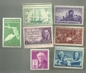 United States Commerative Single Stamp Sets 1947 Scott #945 to #952