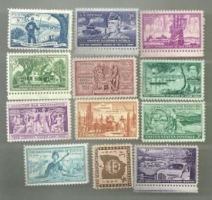 United States Commerative Single Stamp Sets 1953 Scott #1017 to #1028