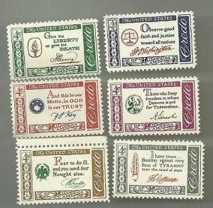 United States Commerative Single Stamp Sets 1960/61 Scott #1139 to #1144