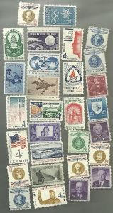 United States Commerative Single Stamp Sets 1960 Scott #1145 to #1173
