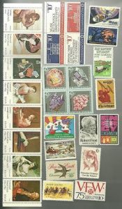 United States Commerative Single Stamp Sets 1974 Scott #1525 to #1552