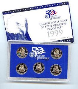 1999 United States Clad Proof 5 Coin State Quarter Set