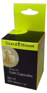pack of 10 pcs. 1 oz Gold Eagle 32mm Direct-Fit Guardhouse Coin Capsules #781648