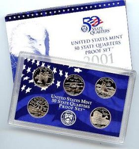 2001 United States Clad Proof 5 Coin State Quarter Set