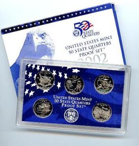 2002 United States Clad Proof 5 Coin State Quarter Set
