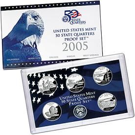 2005 United States Clad Proof 5 Coin State Quarter Set