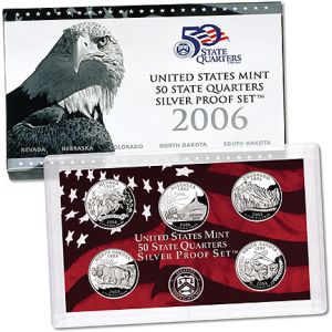 2006 United States Silver Proof 5 Coin State Quarter set
