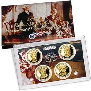 2008 United States Proof 4 Coin Presidential Dollars Set