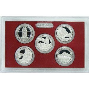2010 United States Silver Proof 5 Coin National Park Quarter set 