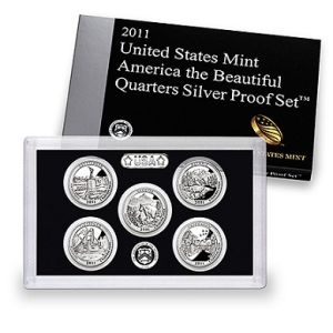 2011 United States Silver Proof 5 Coin National Park Quarter Set