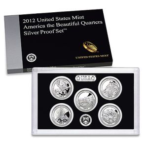 2012 United States Silver Proof 5 Coin National Park Quarter Set