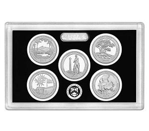 2013 United States Silver Proof 5 Coin National Park Quarter Set