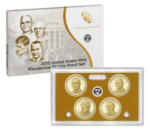 2015 United States Proof 4 Coin Presidential Dollar Set 