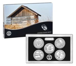 2015 United States Silver Proof 5 Coin National Park Quarter Set