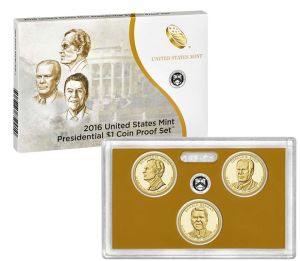 2016 United States Proof 3 Coin Presidential Dollar Set 