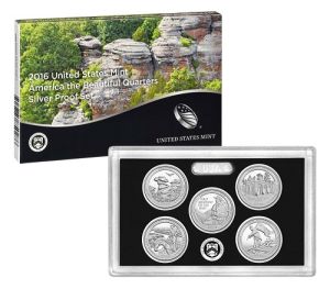 2016 United States Silver Proof 5 Coin National Park Quarter Set