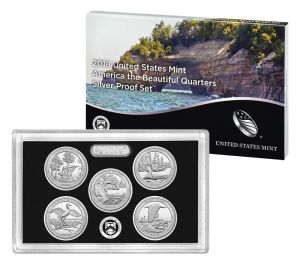 2018 United States Silver Proof 5 Coin National Park Quarter Set