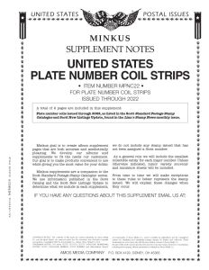 2022 Minkus U.S. Plate Number Coil Strips Supplement #MPNC22