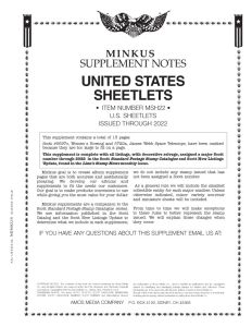 2022 Minkus U.S. Sheetlets Supplement #MSH22